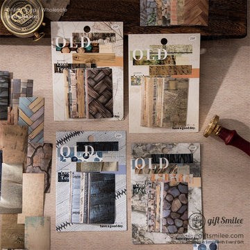 A collection of vintage-themed scrapbook paper packs featuring rustic textures and natural designs