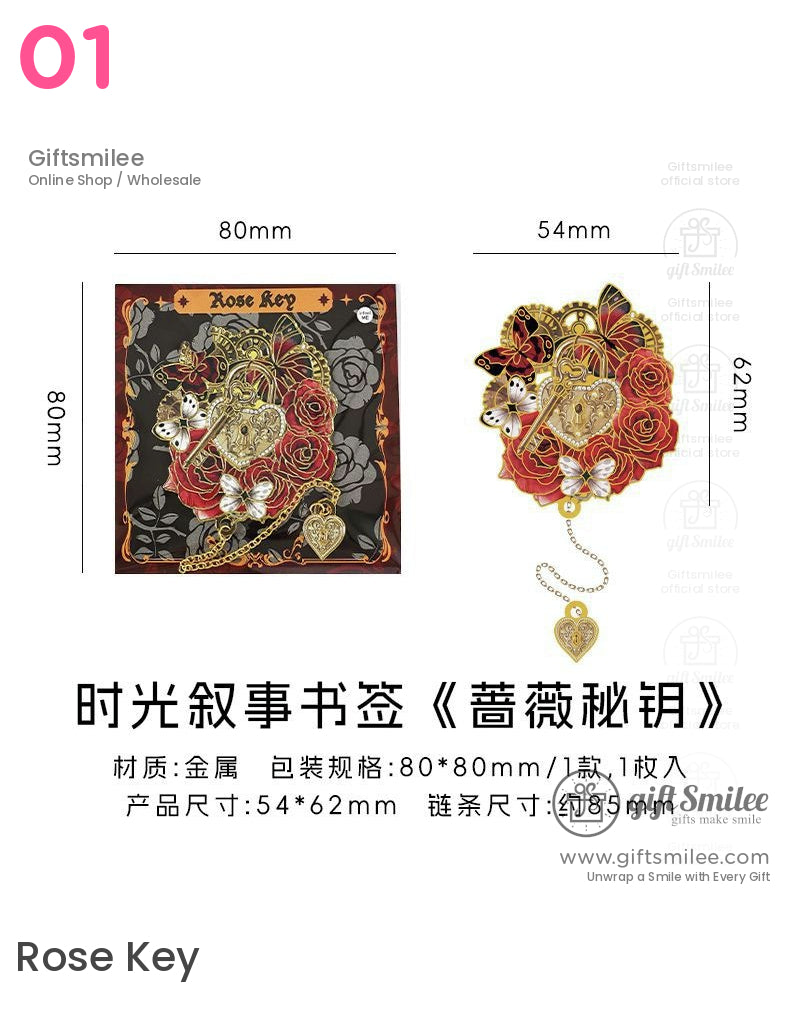 Victorian Steampunk Rose Brooch Butterfly Bookmarks | KS-BM-111