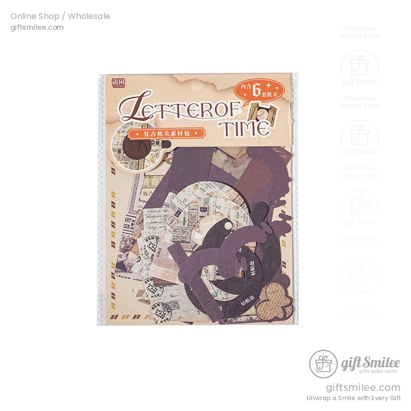 Packaged Letter of Time vintage scrapbooking set with assorted paper craft designs