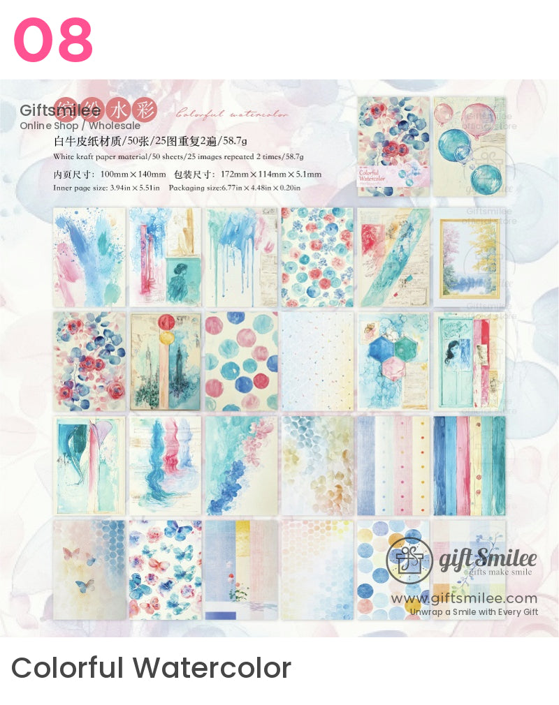 Vintage Watercolor Scrapbooking Material Paper | KS-CK-1169