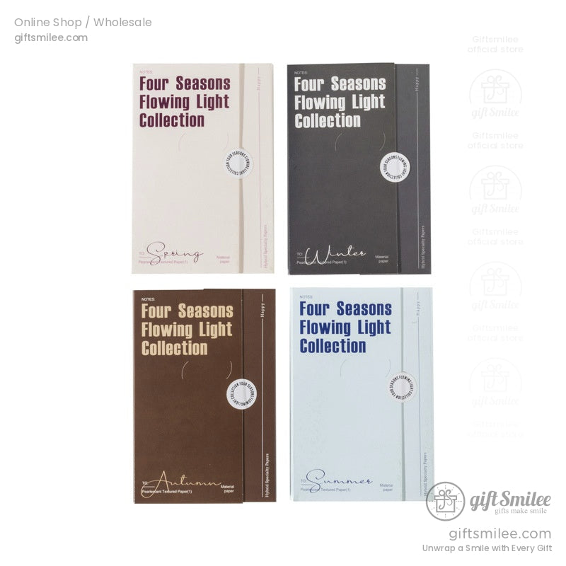 Four seasons themed decorative paper packs with elegant metallic and textured designs