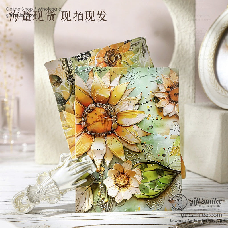 Sunflower-themed embossed paper with intricate floral details for crafting