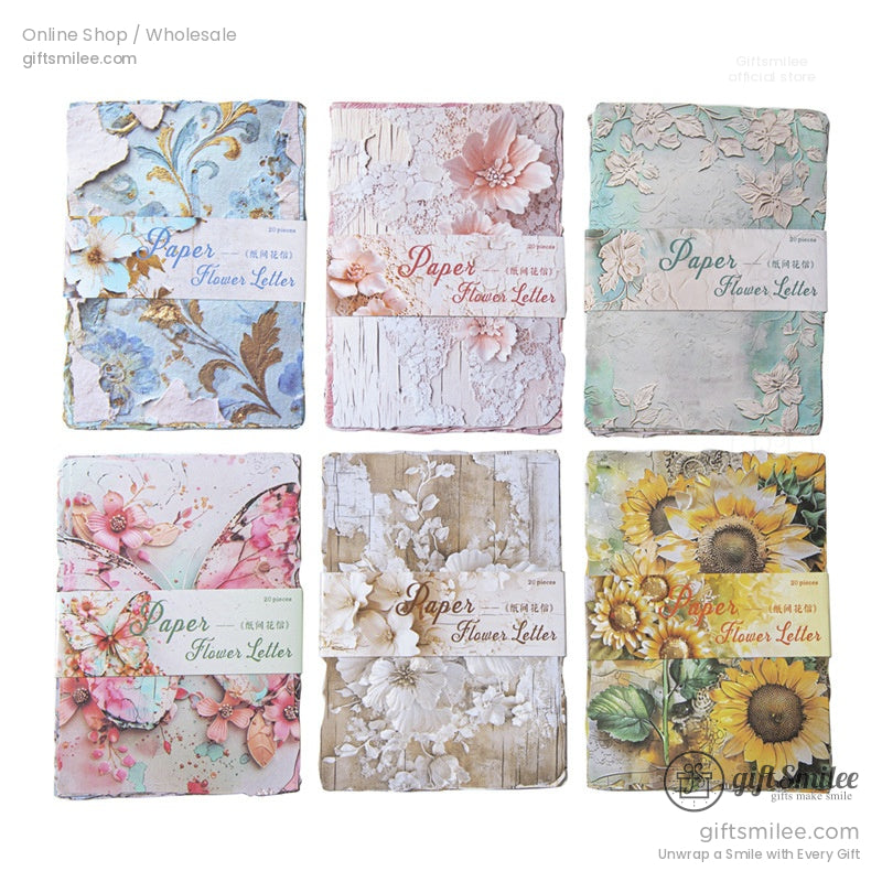 A set of vintage-themed floral and butterfly scrapbooking papers in pastel and bold colors