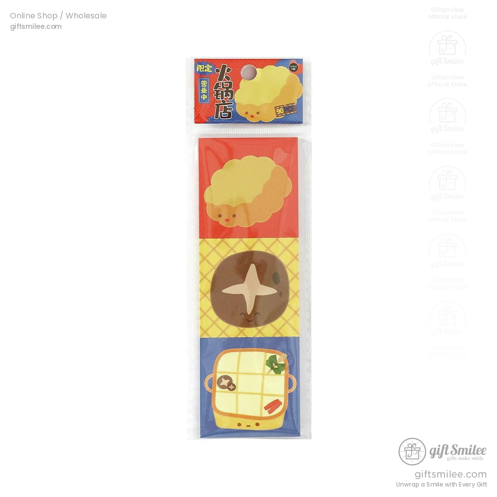 Packaged set of Japanese food-themed kawaii stickers, ready for journaling and crafting