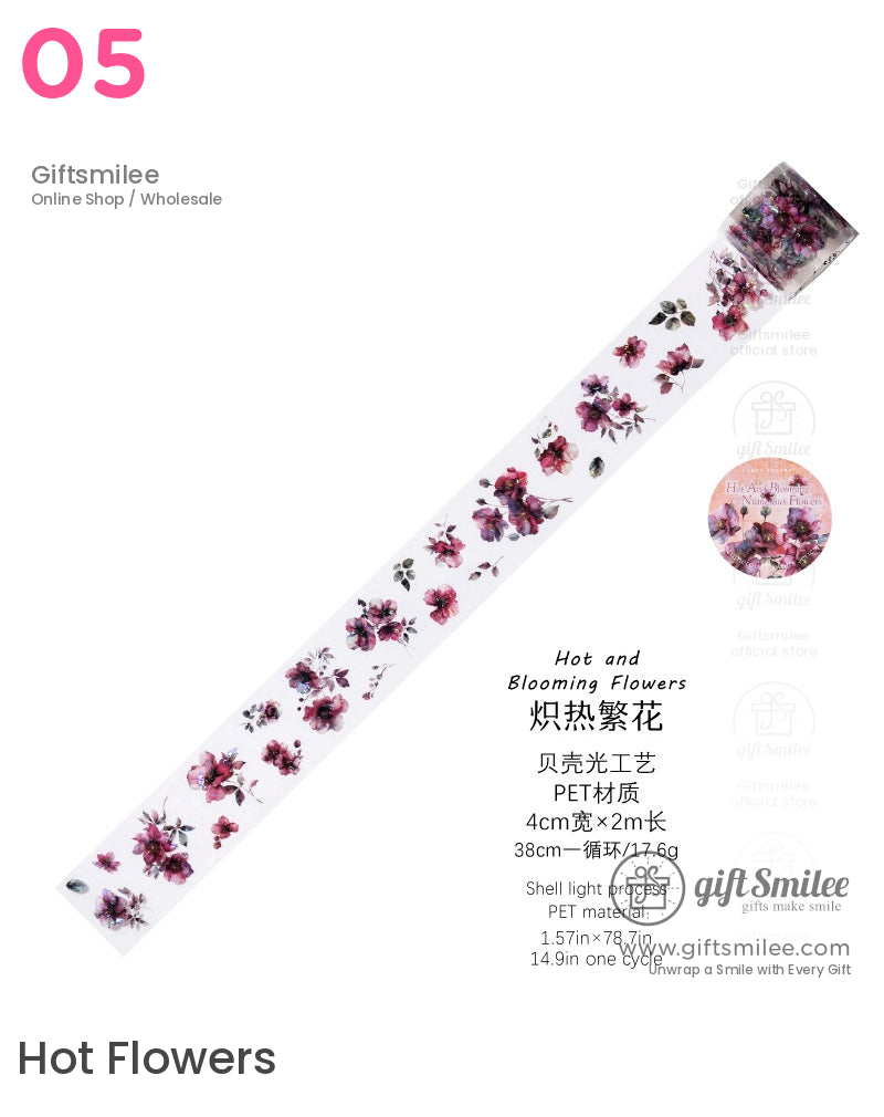 Holographic Floral Die-Cutting Tape | retro style