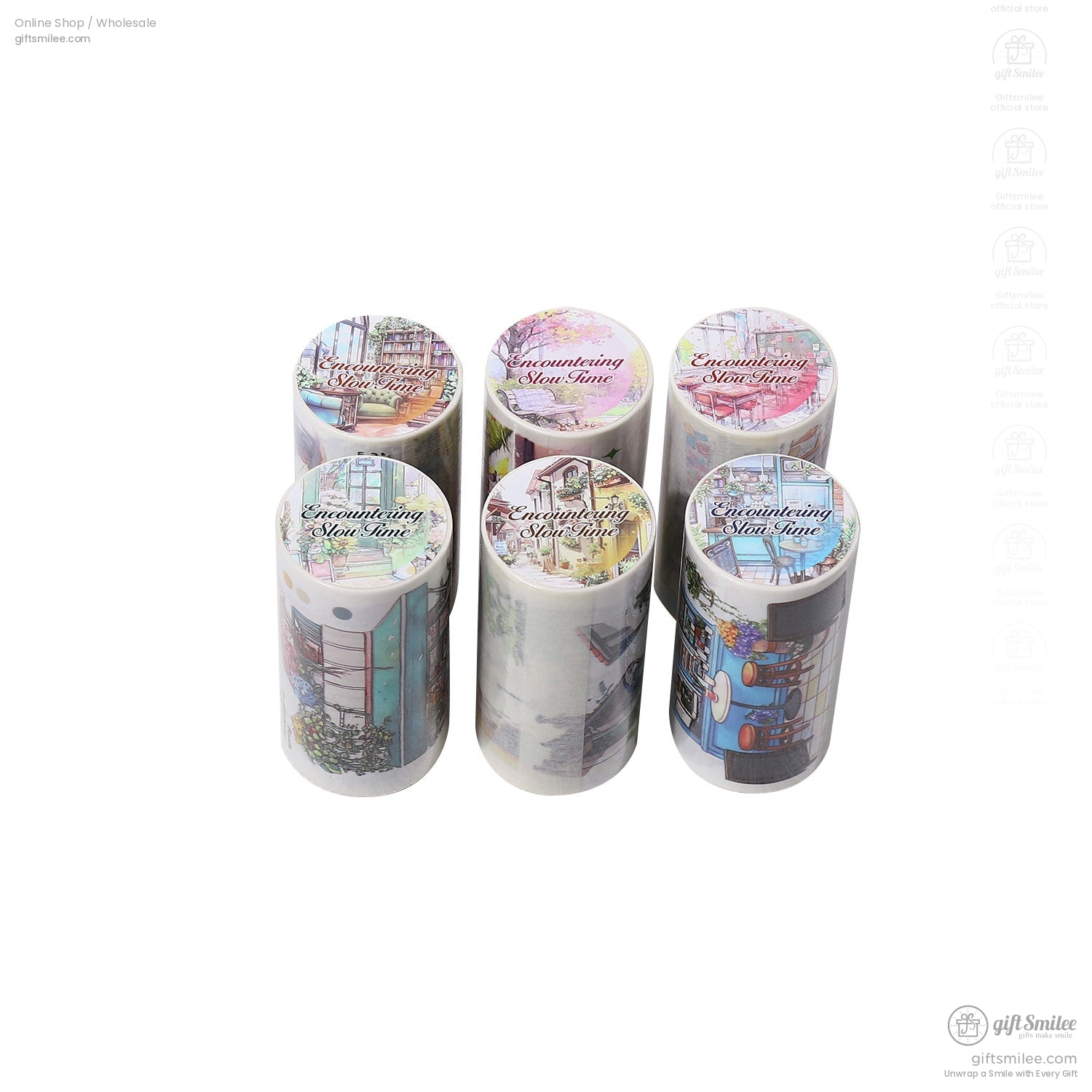 Vintage-style washi tape rolls with enchanting garden and fairy tale vibes