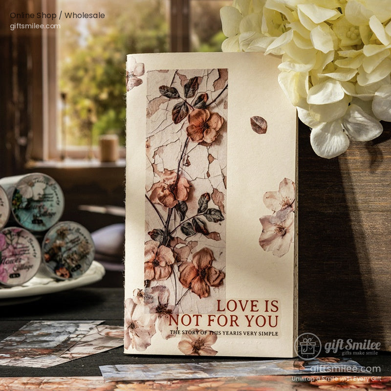 Decorative washi tape used creatively in a floral-themed journaling project