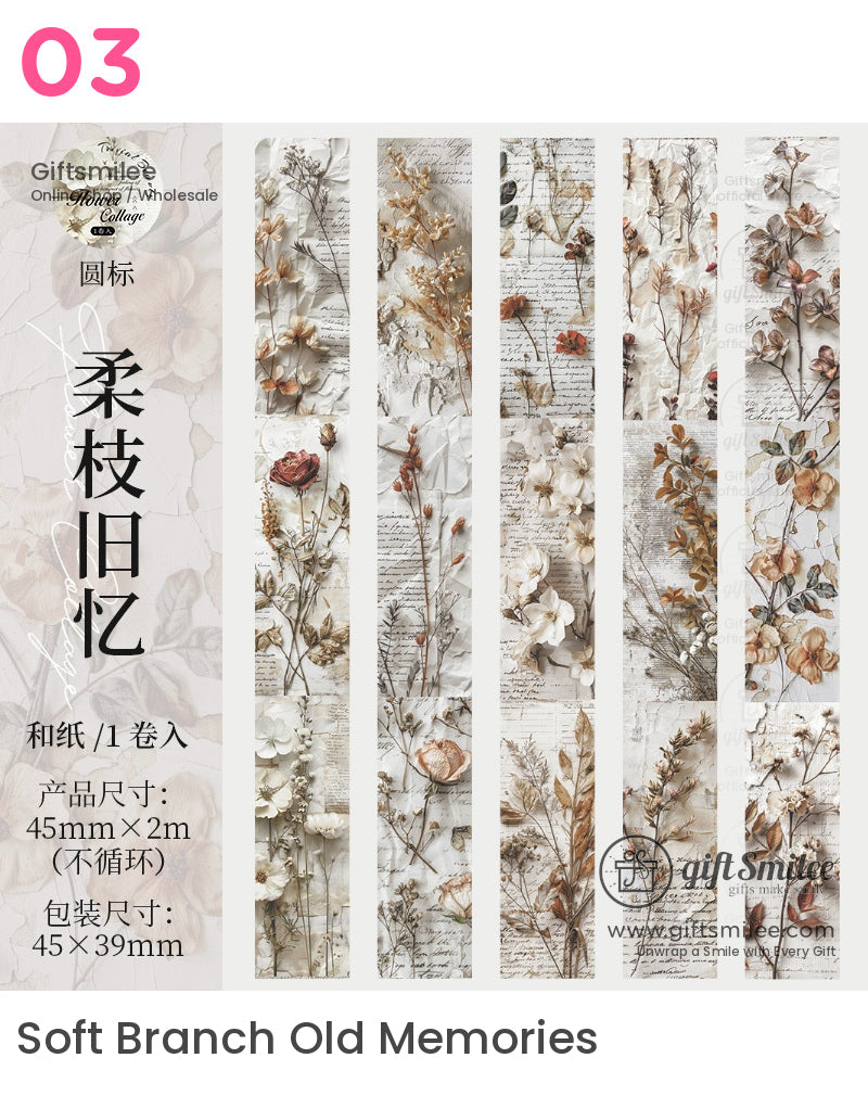 Vintage Botanical Floral Roll Tapes | KS-RT-1623