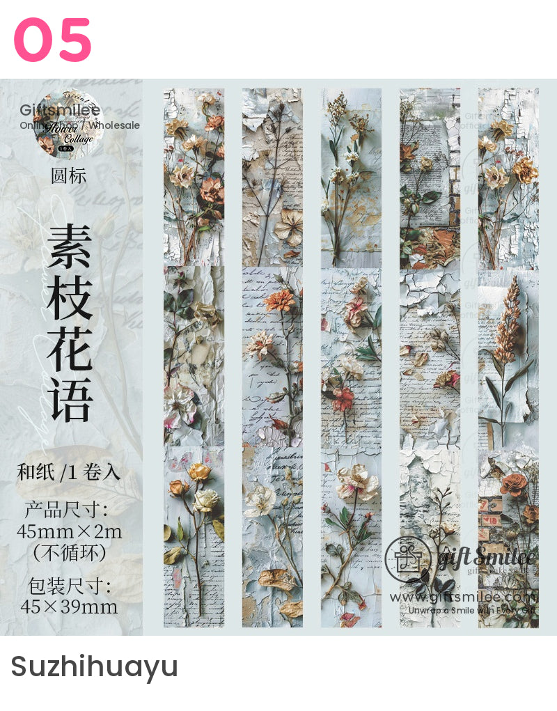 Vintage Botanical Floral Roll Tapes | KS-RT-1623