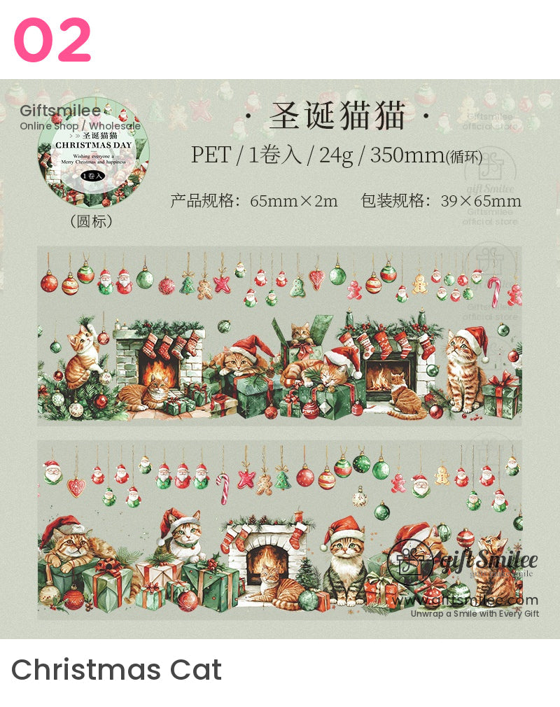 Holiday Christmas Cats Santa Gifts Winter Pet Tape | KS-RT-1629
