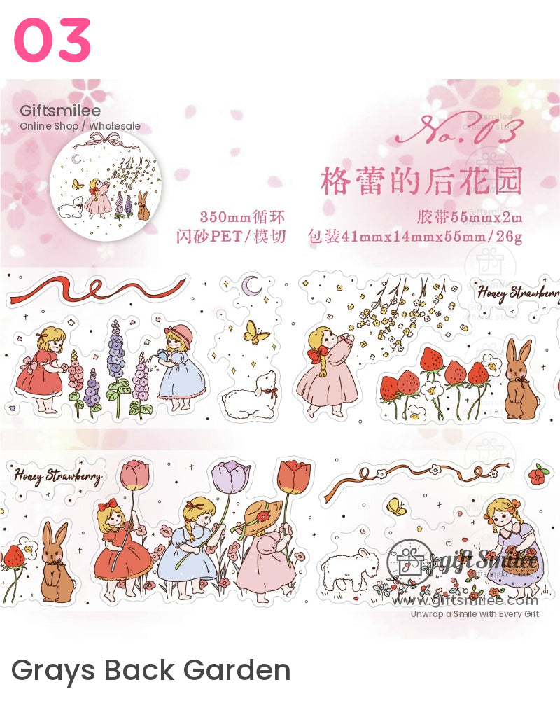 Storybook Bunny Floral Die-Cutting Tape | KS-RT-1633