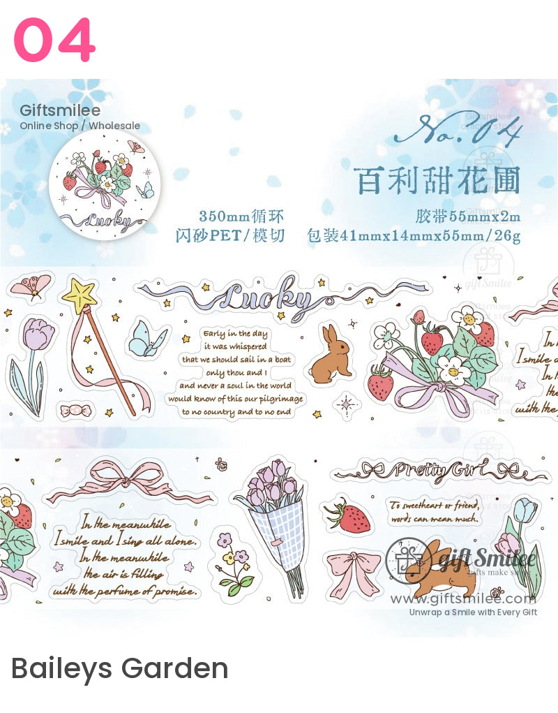 Storybook Bunny Floral Die-Cutting Tape | KS-RT-1633
