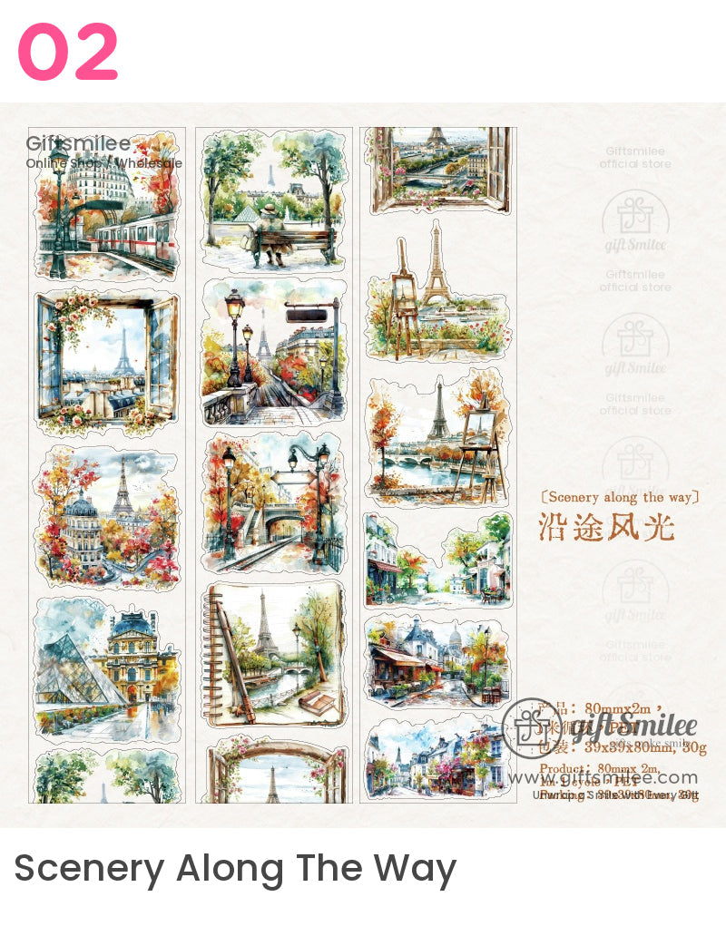 Retro Travel Watercolor Roll Tapes | KS-RT-1638