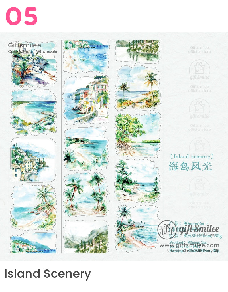Retro Travel Watercolor Roll Tapes | KS-RT-1638