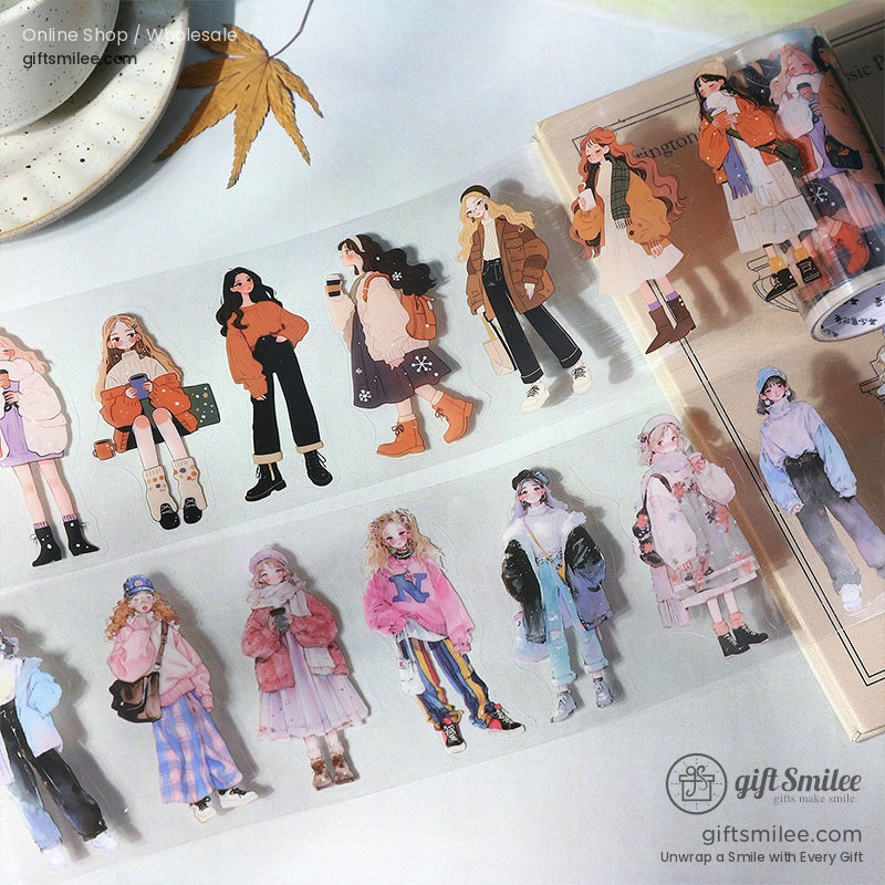 Aesthetic girl character stickers for scrapbooking and journaling
