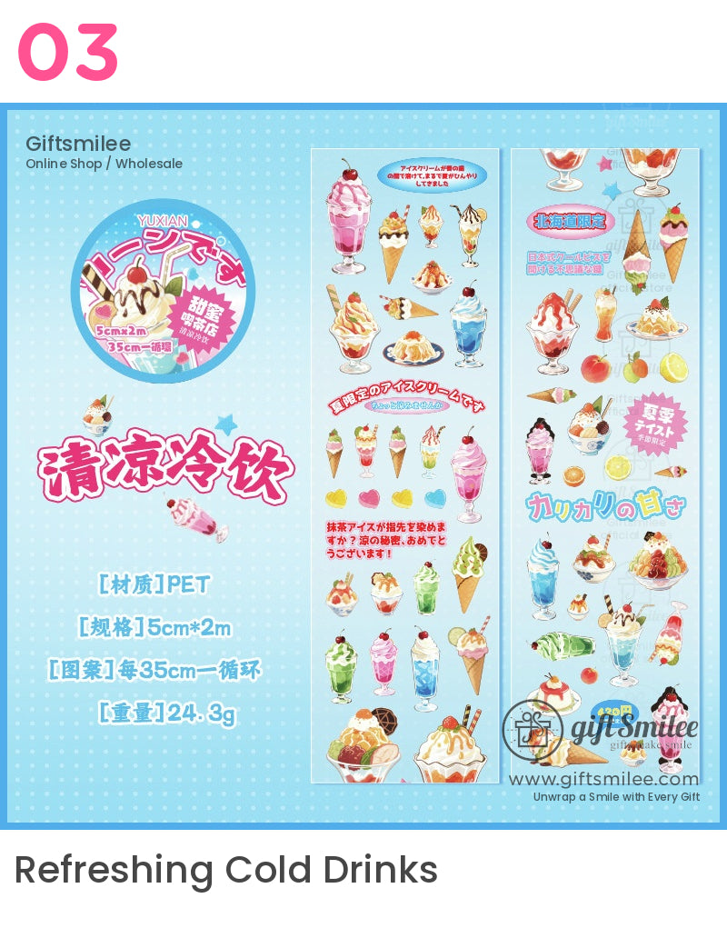 Kawaii Glitter Dessert Sweet Treat Die-Cut Tape | KS-RT-1648