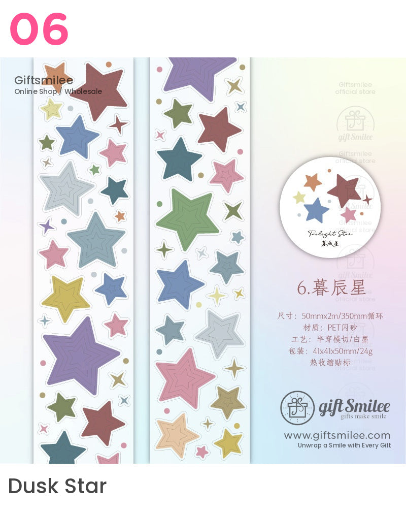 Holographic Glitter Star And Circle Die-Cut Tape | KS-RT-1649