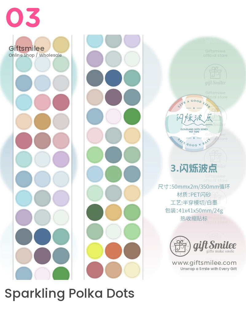 Holographic Pastel Rainbow Dots Stars Bubbles Die-Cut Tape | KS-RT-1651
