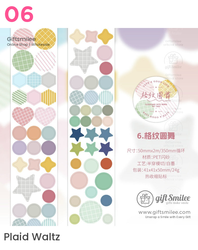 Holographic Pastel Rainbow Dots Stars Bubbles Die-Cut Tape | KS-RT-1651