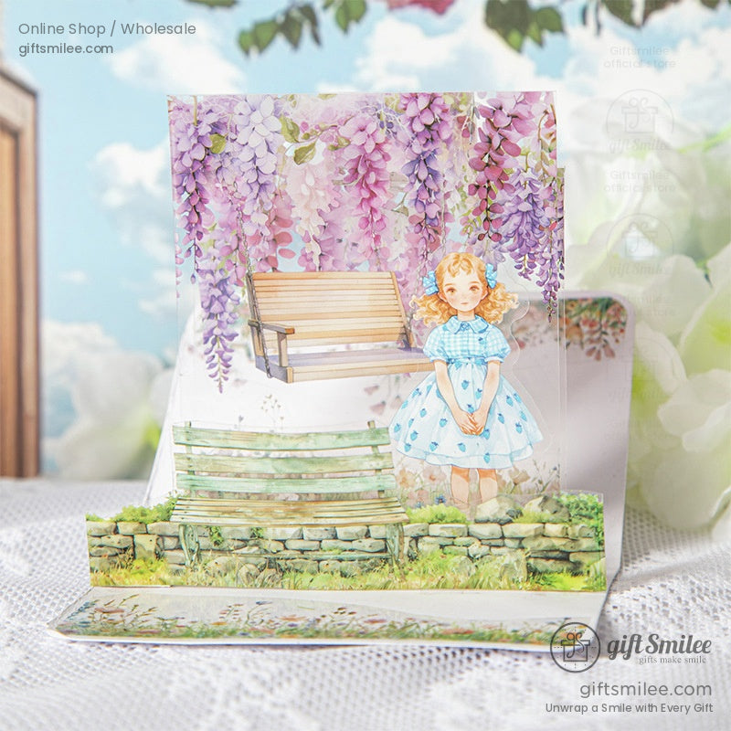 Transparent washi tape with a girl in a dreamy garden setting