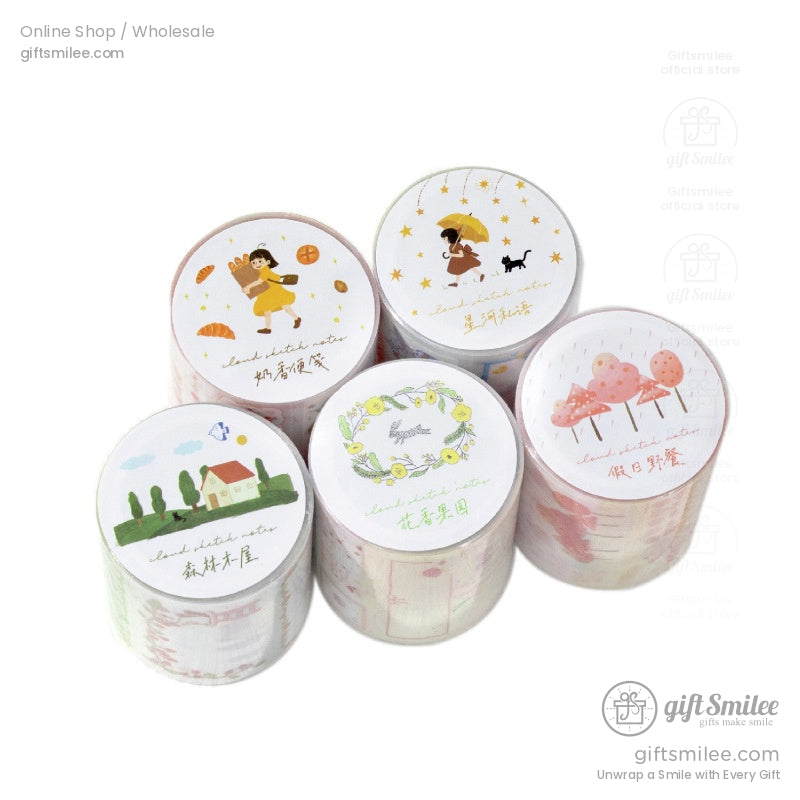 Set of washi tape rolls in unique designs – floral, bakery, and seasonal themes