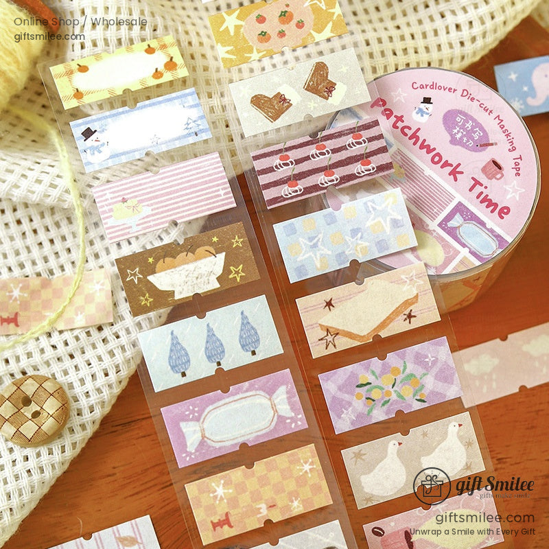Patchwork Time washi tape featuring cozy, patchwork-style patterns