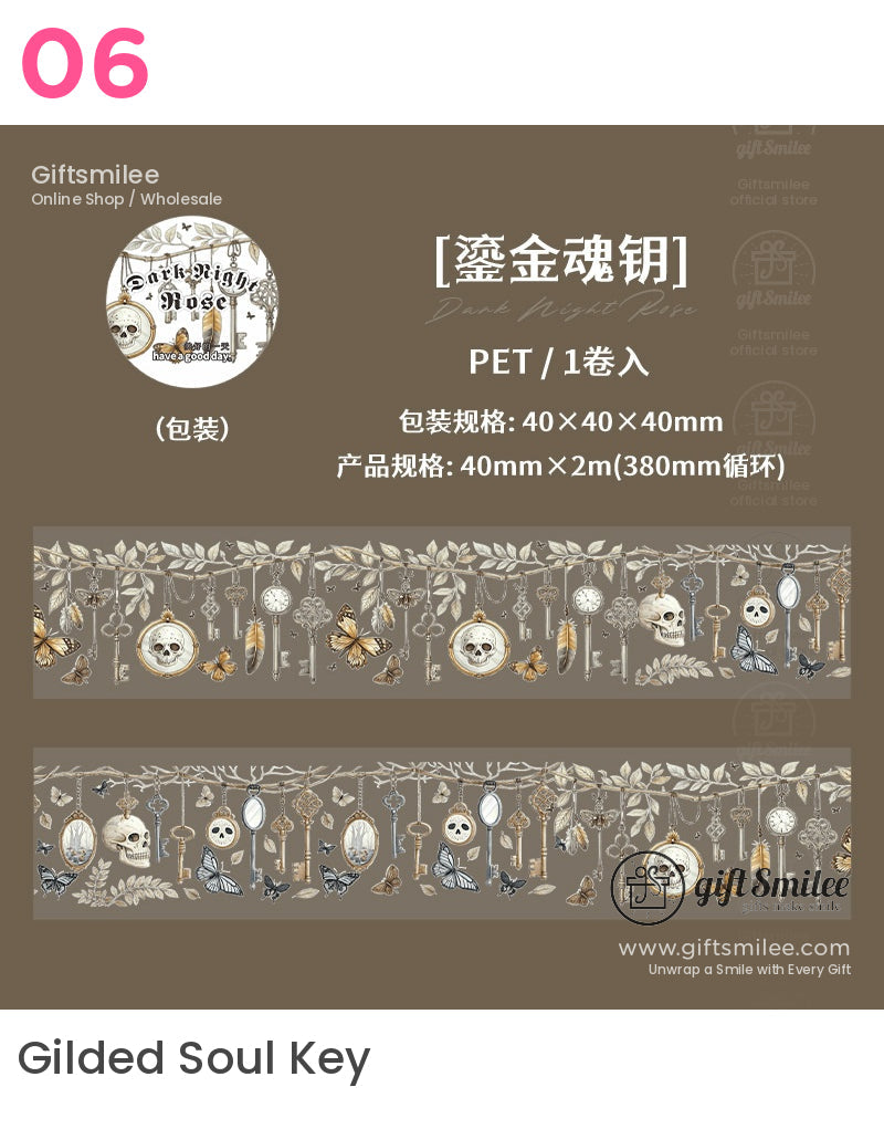 Gothic Dark Roses Vintage Decorative Pet Tape | KS-RT-1675