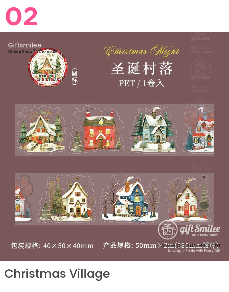 Christmas Night Festival Scene Die-Cut Washi Tape | KS-RT-1676