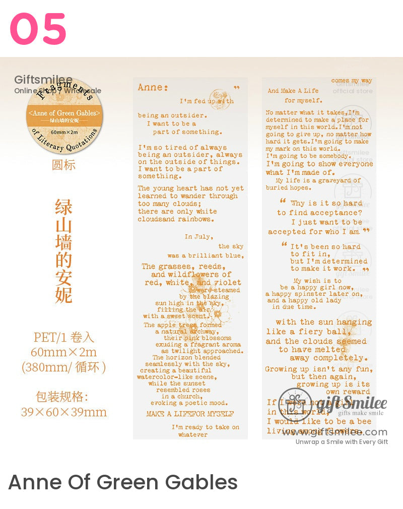Literary Quotation Fragments Roll Tapes | KS-RT-1684