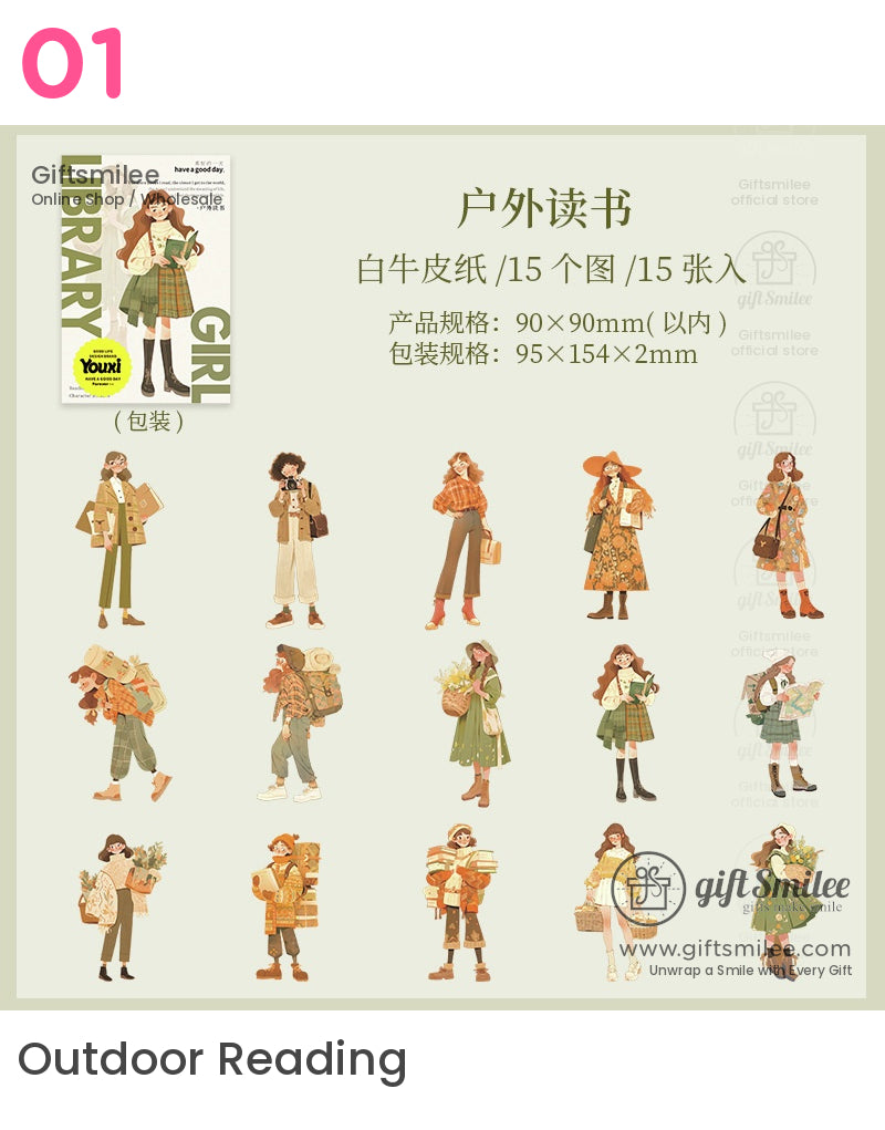 Library Girl Stickers | girlish