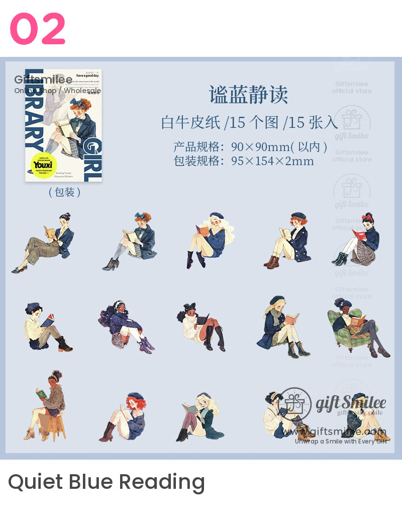 Library Girl Stickers | girlish