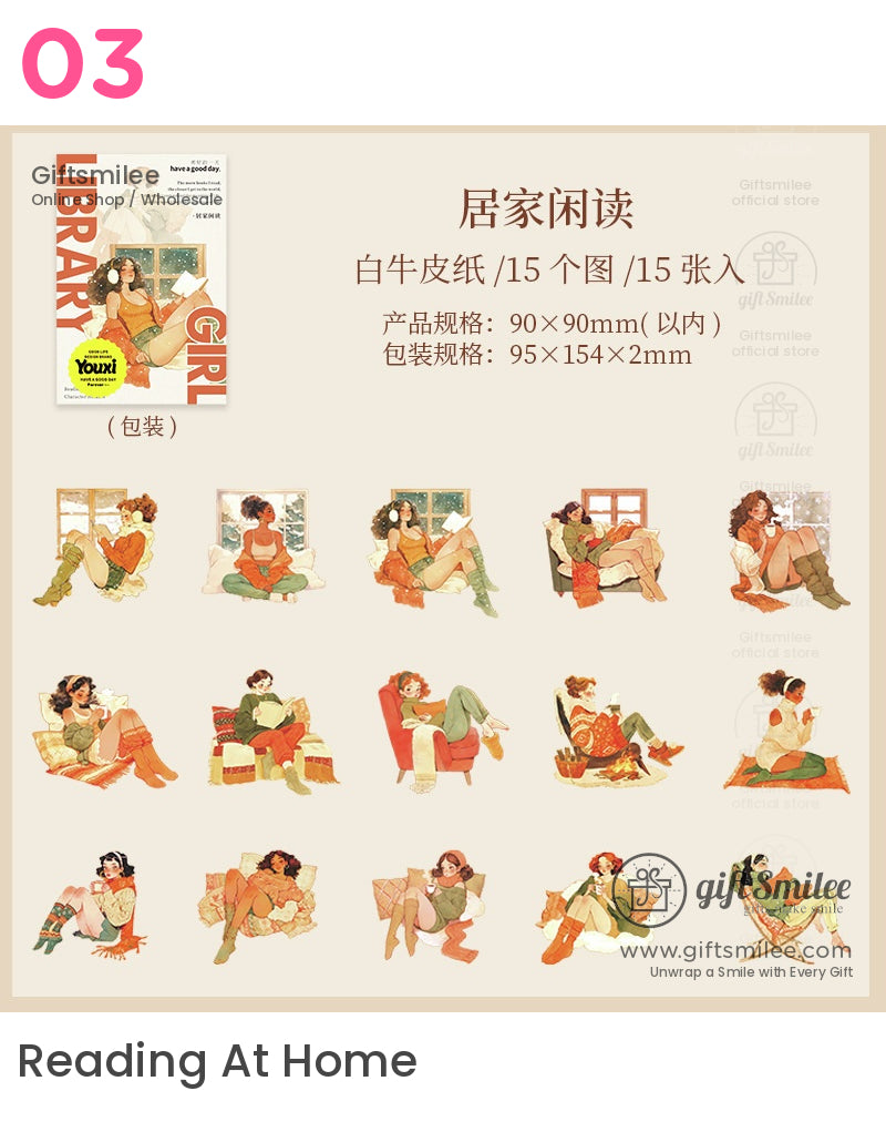 Library Girl Stickers | girlish