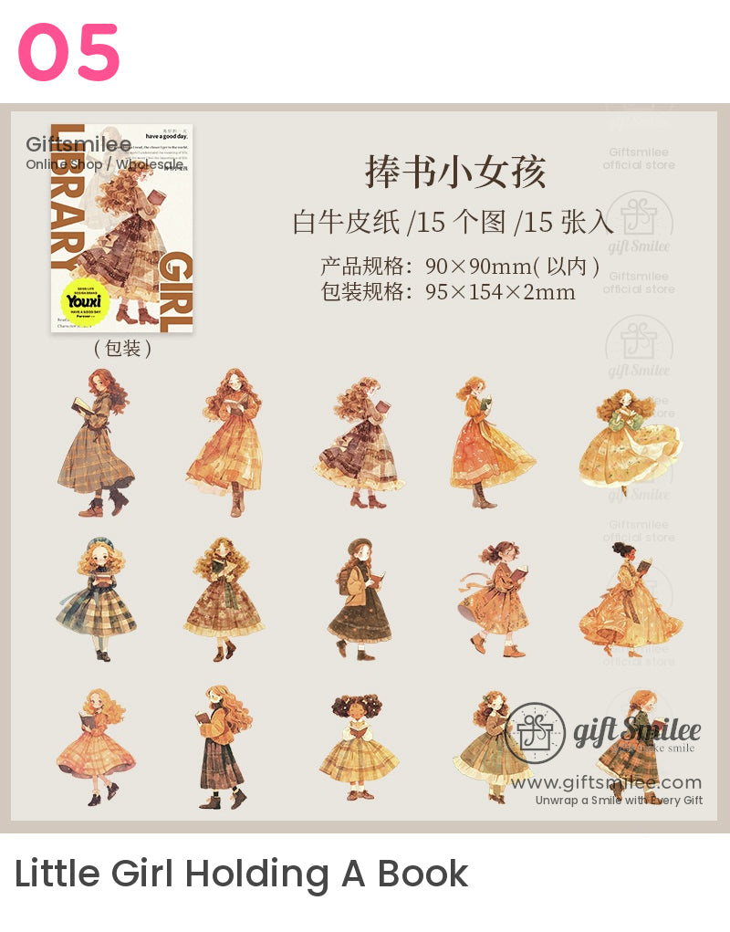 Library Girl Stickers | girlish