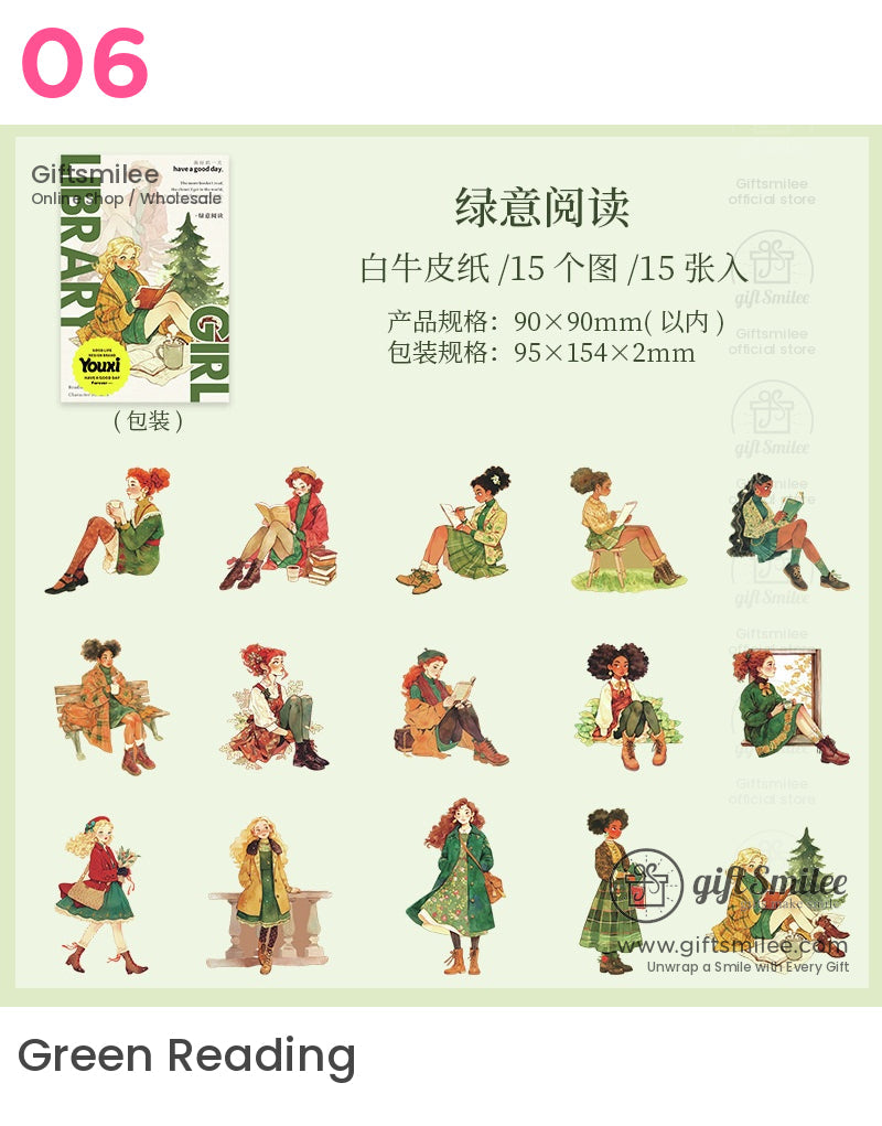 Library Girl Stickers | girlish