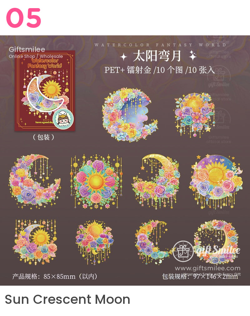Watercolor Fantasy World Enchanted Garden And Mystical Night Sticker Packs | salt style