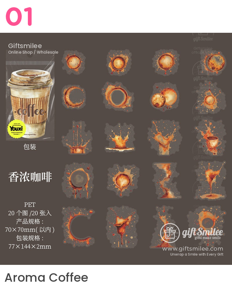 Coffee-Themed Artistic Stickers | drafting