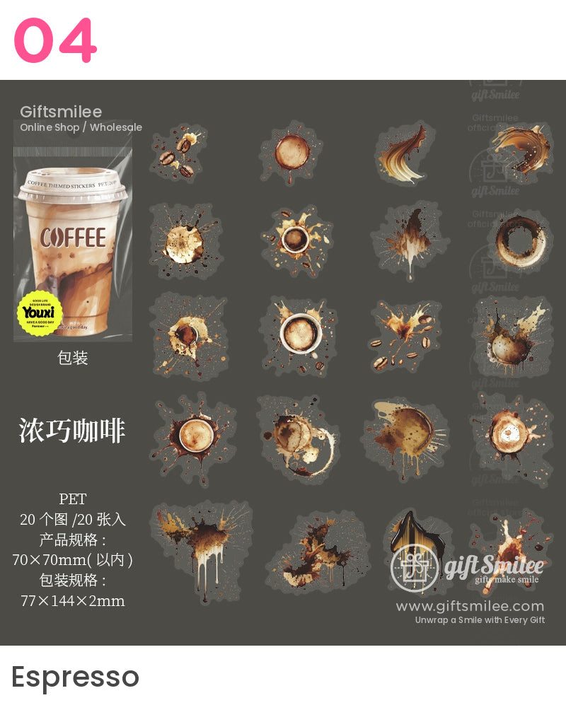 Coffee-Themed Artistic Stickers | drafting