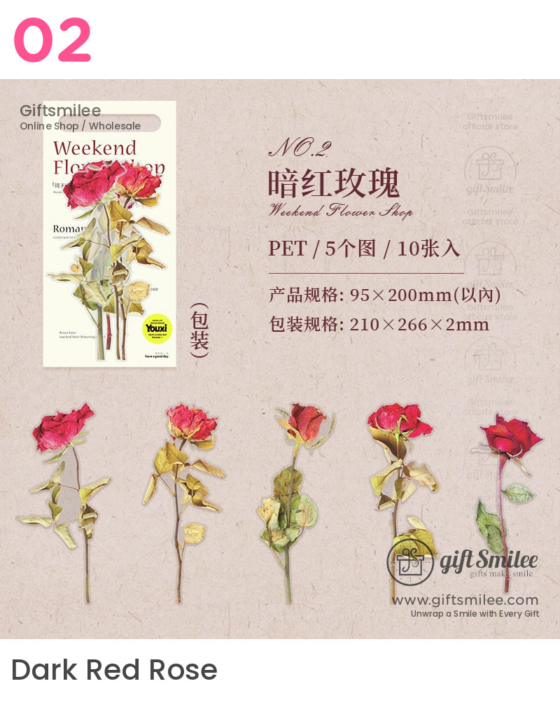 Dried Pressed Rose Bouquet Stickers | great works