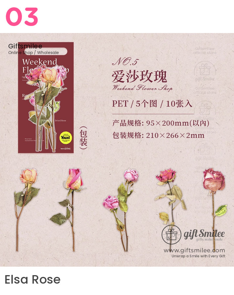Dried Pressed Rose Bouquet Stickers | great works