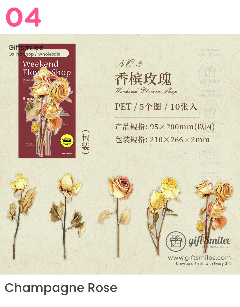 Dried Pressed Rose Bouquet Stickers | great works