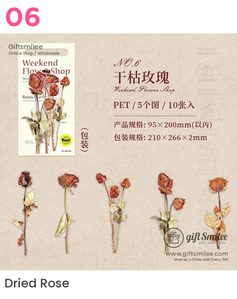 Dried Pressed Rose Bouquet Stickers | great works