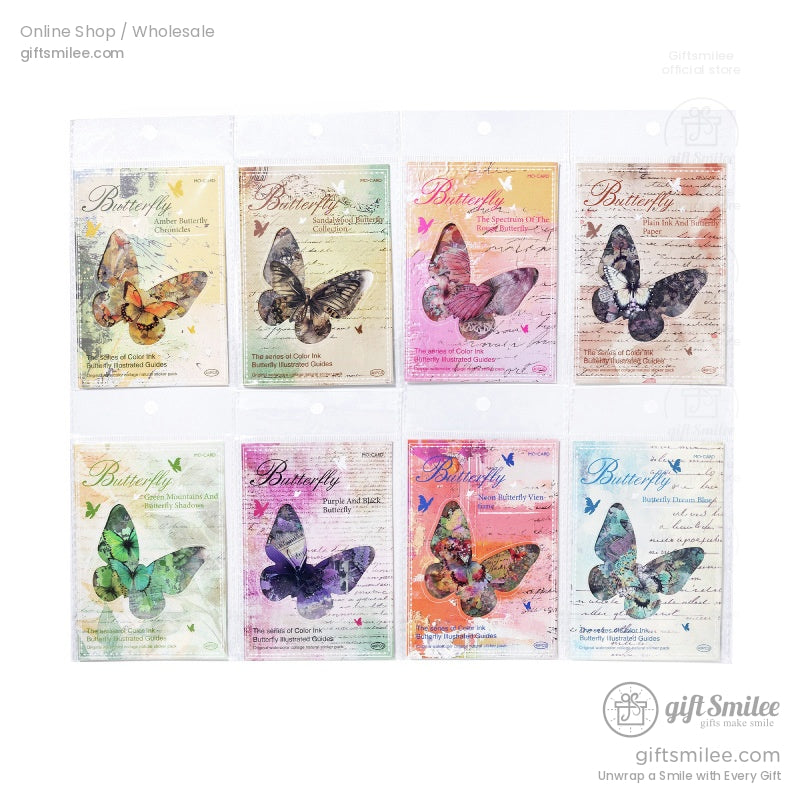 Full set of butterfly sticker packs showcasing various color schemes