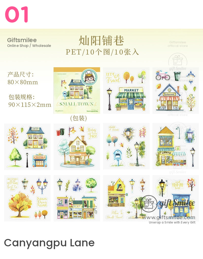 Miniature Small Town Puzzle Sticker Book | cartoonish
