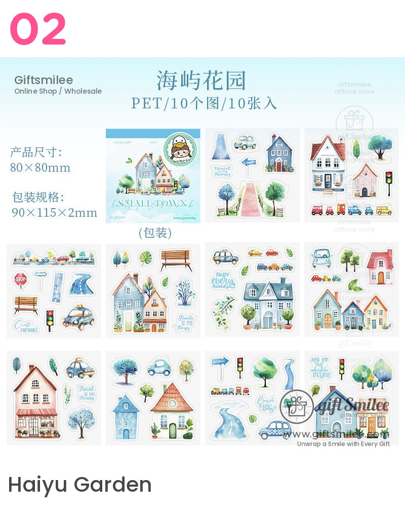 Miniature Small Town Puzzle Sticker Book | cartoonish