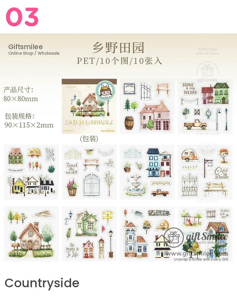 Miniature Small Town Puzzle Sticker Book | cartoonish