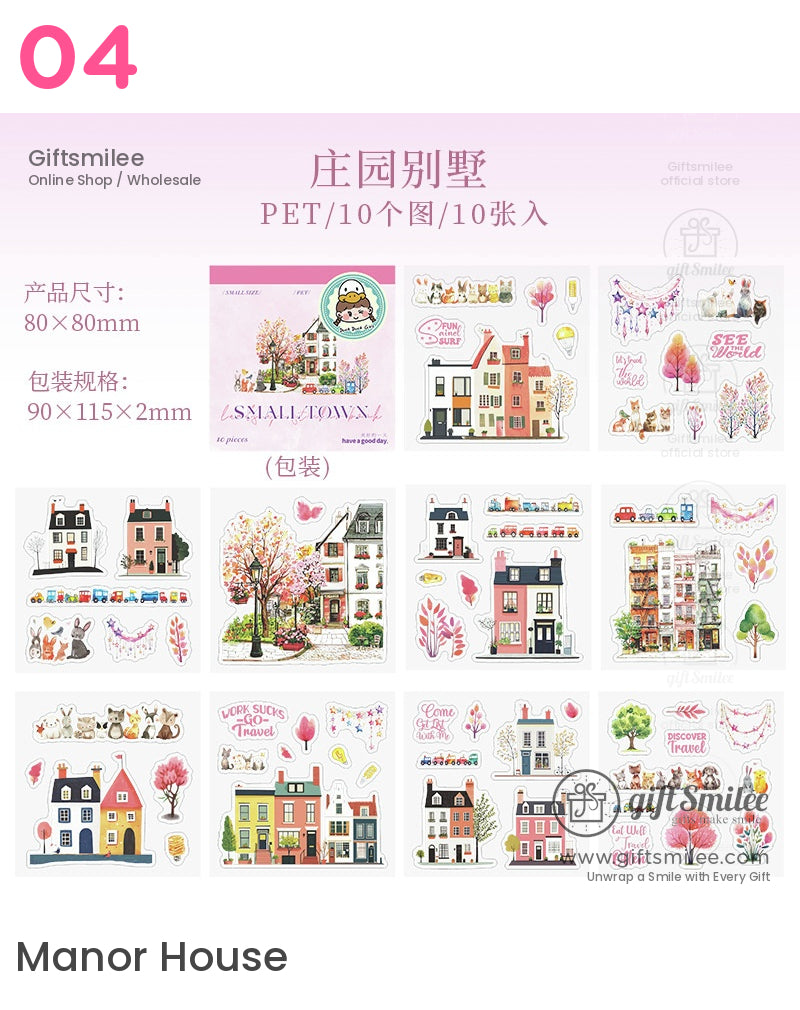 Miniature Small Town Puzzle Sticker Book | cartoonish