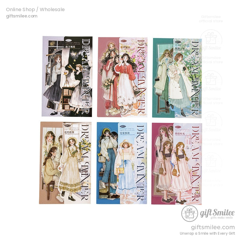 Complete collection of Dreamy Girl sticker packs showcasing six unique designs
