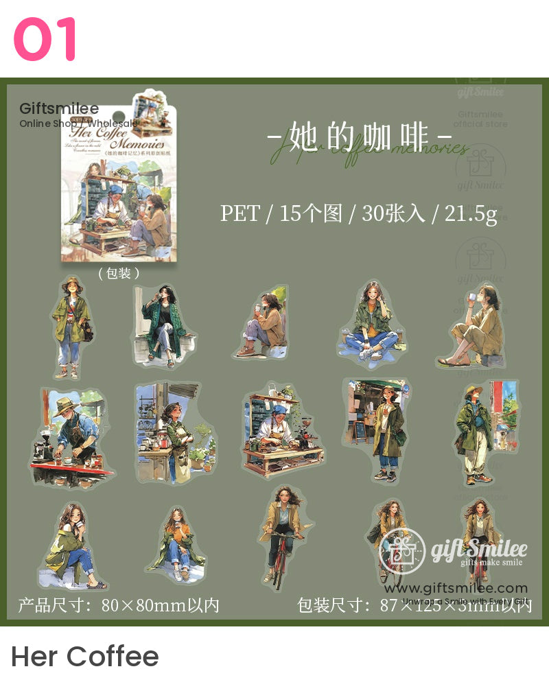 Her Coffee Memories Coffee Shop Stickers | KS-SA-3969
