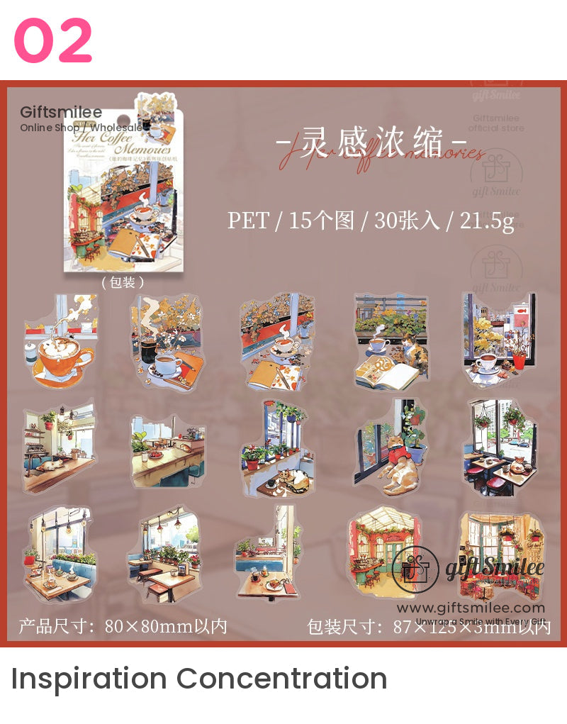 Her Coffee Memories Coffee Shop Stickers | KS-SA-3969