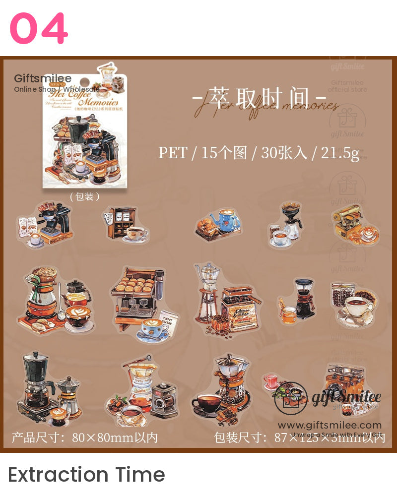 Her Coffee Memories Coffee Shop Stickers | KS-SA-3969